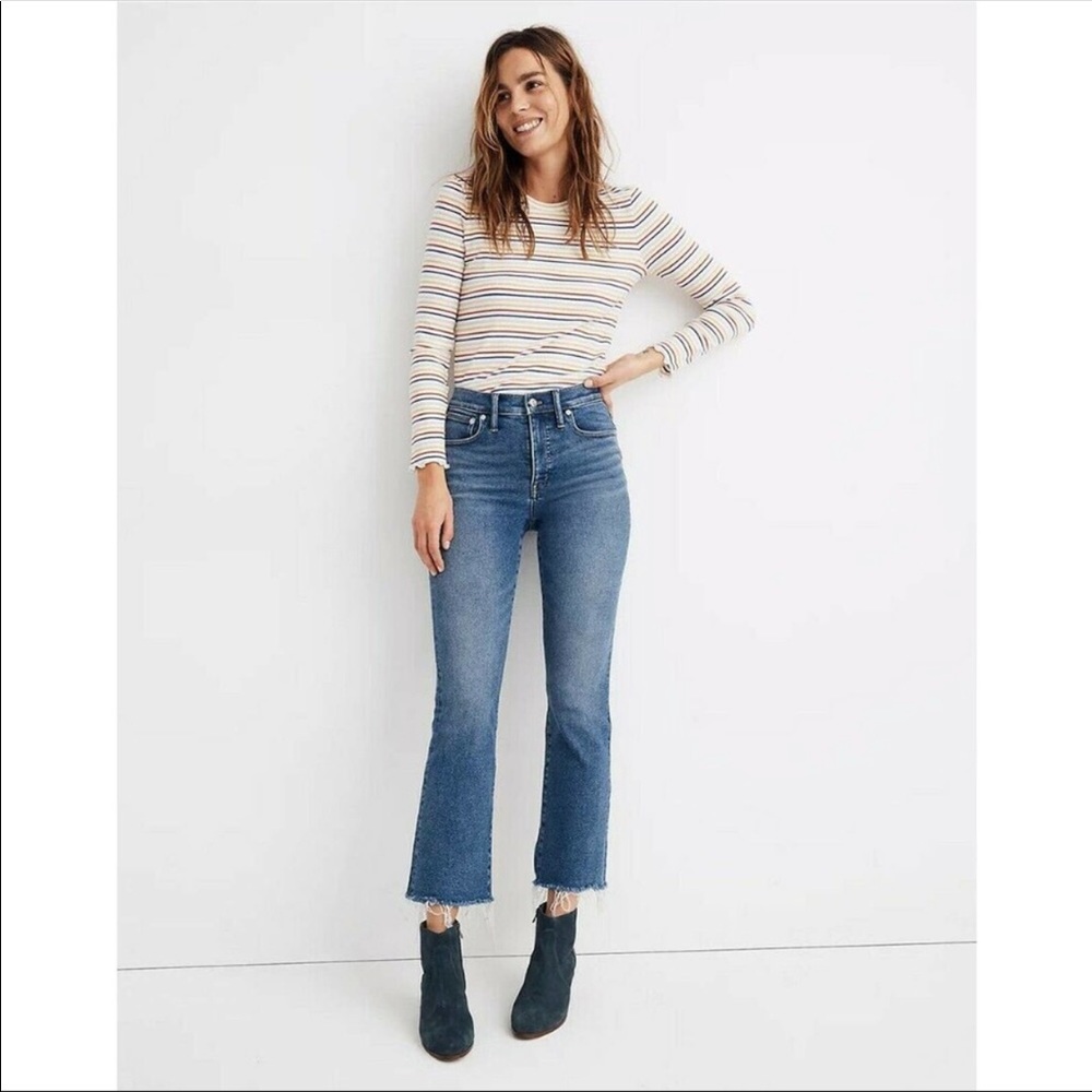 Madewell Cali Demi boot jeans denim raw chewed hem